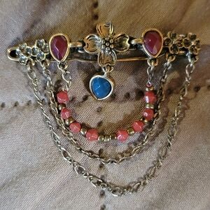 Elegant Gold and Red Floral Barette